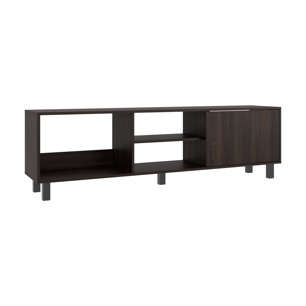 Rack de TV Tunez Nogal 160x47.5cm Para TV Hasta 70" Pulgadas con Cuatro Compartimientos y Ranuras para Cable - MUEBLES DE TV | Bylmo