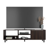 Rack de TV Tunez Nogal 160x47.5cm Para TV Hasta 70" Pulgadas con Cuatro Compartimientos y Ranuras para Cable - MUEBLES DE TV | Bylmo