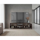 Rack de TV Tunez Nogal 160x47.5cm Para TV Hasta 70" Pulgadas con Cuatro Compartimientos y Ranuras para Cable - MUEBLES DE TV | Bylmo