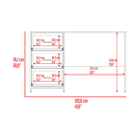 Escritorio Eco Blanco 120.8x76.2cm con Tres Cajones y con Archivador - ESCRITORIOS | Bylmo