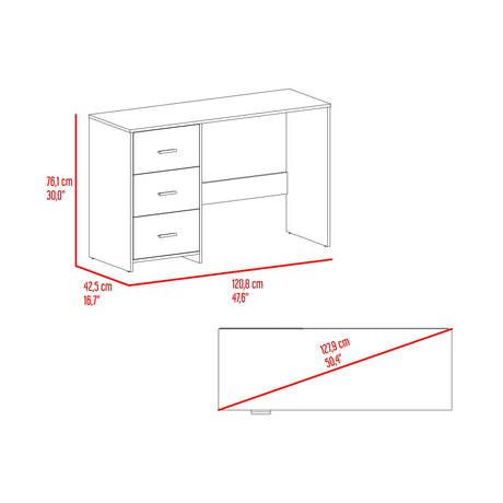 Escritorio Eco Blanco 120.8x76.2cm con Tres Cajones y con Archivador - ESCRITORIOS | Bylmo