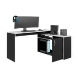 Escritorio Gamer Axis Wengue Y Blanco 150x77.1cm con Organizador de Libros - ESCRITORIOS | Bylmo