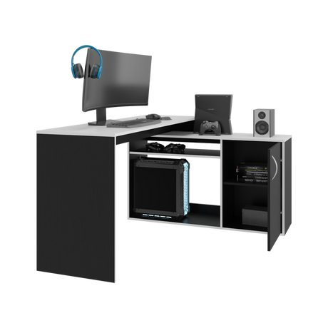 Escritorio Gamer Axis Wengue Y Blanco 150x77.1cm con Organizador de Libros - ESCRITORIOS | Bylmo