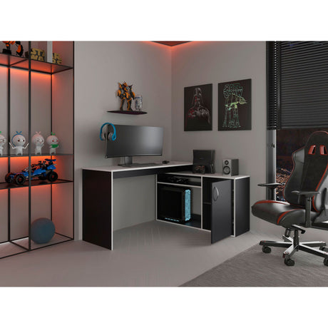 Escritorio Gamer Axis Wengue Y Blanco 150x77.1cm con Organizador de Libros - ESCRITORIOS | Bylmo