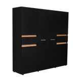 Closet Berino Wengue Y Fresno Europeo 200x200cm con Dos Cajones y con Seis Puertas - CLOSETS | Bylmo