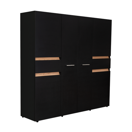 Closet Berino Wengue Y Fresno Europeo 200x200cm con Dos Cajones y con Seis Puertas - CLOSETS | Bylmo