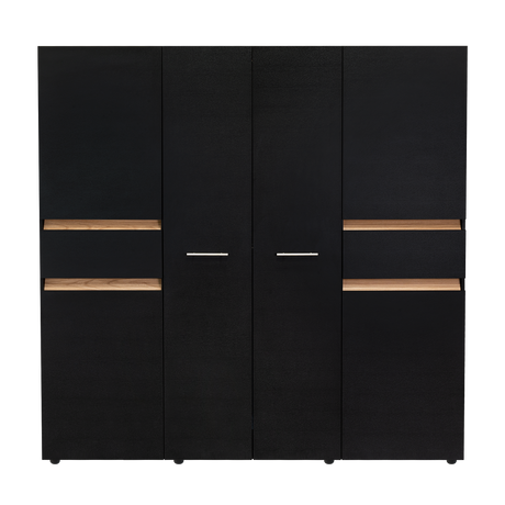 Closet Berino Wengue Y Fresno Europeo 200x200cm con Dos Cajones y con Seis Puertas - CLOSETS | Bylmo