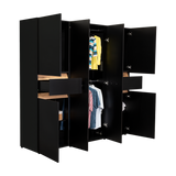 Closet Berino Wengue Y Fresno Europeo 200x200cm con Dos Cajones y con Seis Puertas - CLOSETS | Bylmo
