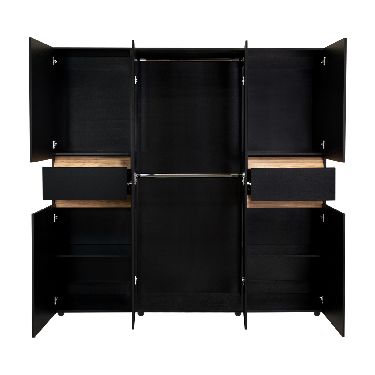 Closet Berino Wengue Y Fresno Europeo 200x200cm con Dos Cajones y con Seis Puertas - CLOSETS | Bylmo