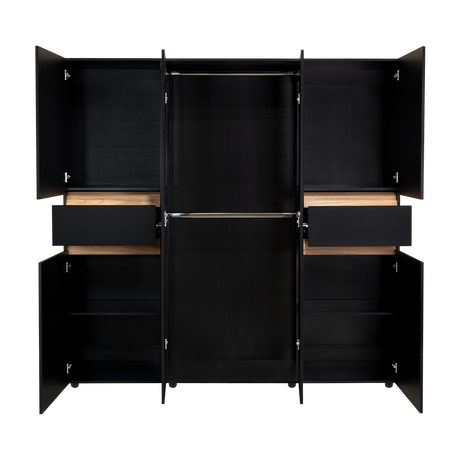 Closet Berino Wengue Y Fresno Europeo 200x200cm con Dos Cajones y con Seis Puertas - CLOSETS | Bylmo