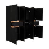 Closet Berino Wengue Y Fresno Europeo 200x200cm con Dos Cajones y con Seis Puertas - CLOSETS | Bylmo