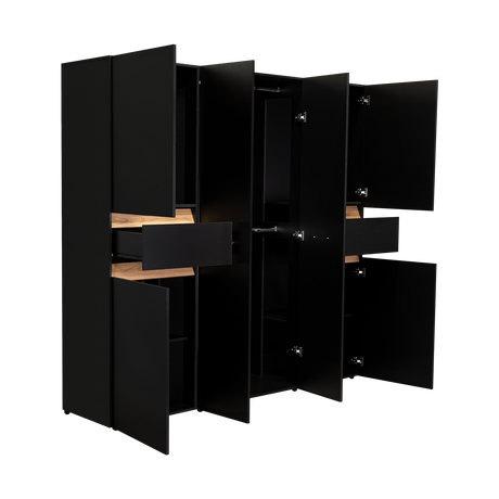Closet Berino Wengue Y Fresno Europeo 200x200cm con Dos Cajones y con Seis Puertas - CLOSETS | Bylmo