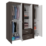 Closet Bariloche Milan Y Blanco 170.3x180cm con Dos Cajones y con Seis Puertas - CLOSETS | Bylmo