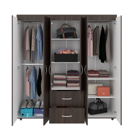 Closet Bariloche Milan Y Blanco 170.3x180cm con Dos Cajones y con Seis Puertas - CLOSETS | Bylmo