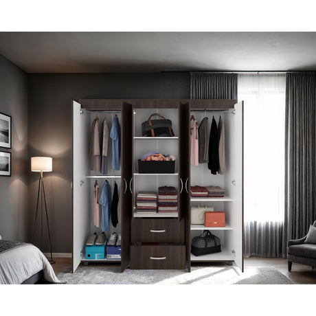 Closet Bariloche Milan Y Blanco 170.3x180cm con Dos Cajones y con Seis Puertas - CLOSETS | Bylmo