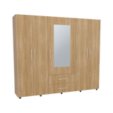 Closet Grayson Fresno Europeo 230x200cm con Dos Cajones con Cinco Puertas y con Espejo - CLOSETS | Bylmo