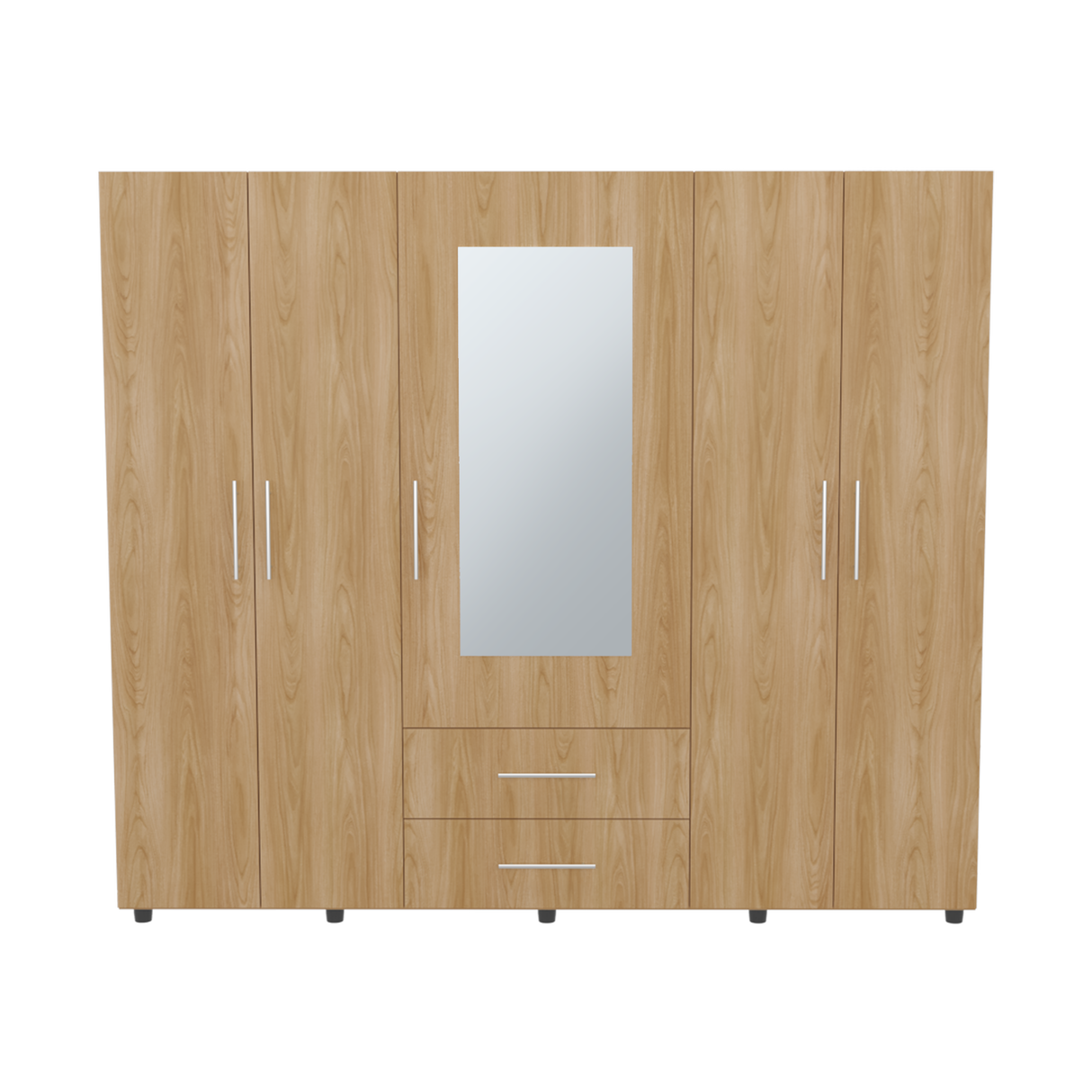 Closet Grayson Fresno Europeo 230x200cm con Dos Cajones con Cinco Puertas y con Espejo - CLOSETS | Bylmo