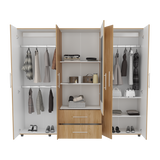 Closet Grayson Fresno Europeo 230x200cm con Dos Cajones con Cinco Puertas y con Espejo - CLOSETS | Bylmo