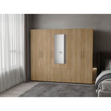 Closet Grayson Fresno Europeo 230x200cm con Dos Cajones con Cinco Puertas y con Espejo - CLOSETS | Bylmo