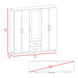 Closet Grayson Fresno Europeo 230x200cm con Dos Cajones con Cinco Puertas y con Espejo - CLOSETS | Bylmo