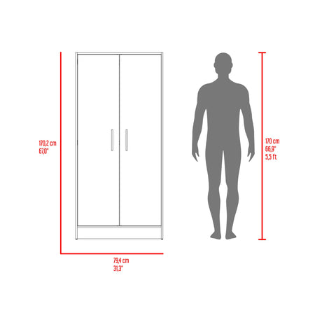 Combo Closet Francis Fresno Europeo Y Blanco 79.4x170.2cm con Cuatro Cajones y con Dos Puertas - CLOSETS | Bylmo