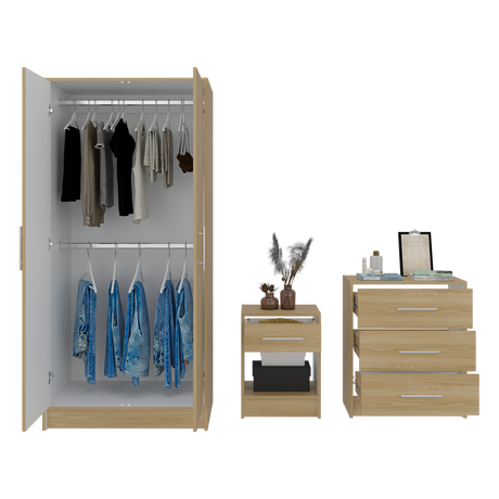 Combo Closet Francis Fresno Europeo Y Blanco 79.4x170.2cm con Cuatro Cajones y con Dos Puertas - CLOSETS | Bylmo