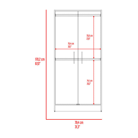 Combo Closet Francis Fresno Europeo Y Blanco 79.4x170.2cm con Cuatro Cajones y con Dos Puertas - CLOSETS | Bylmo