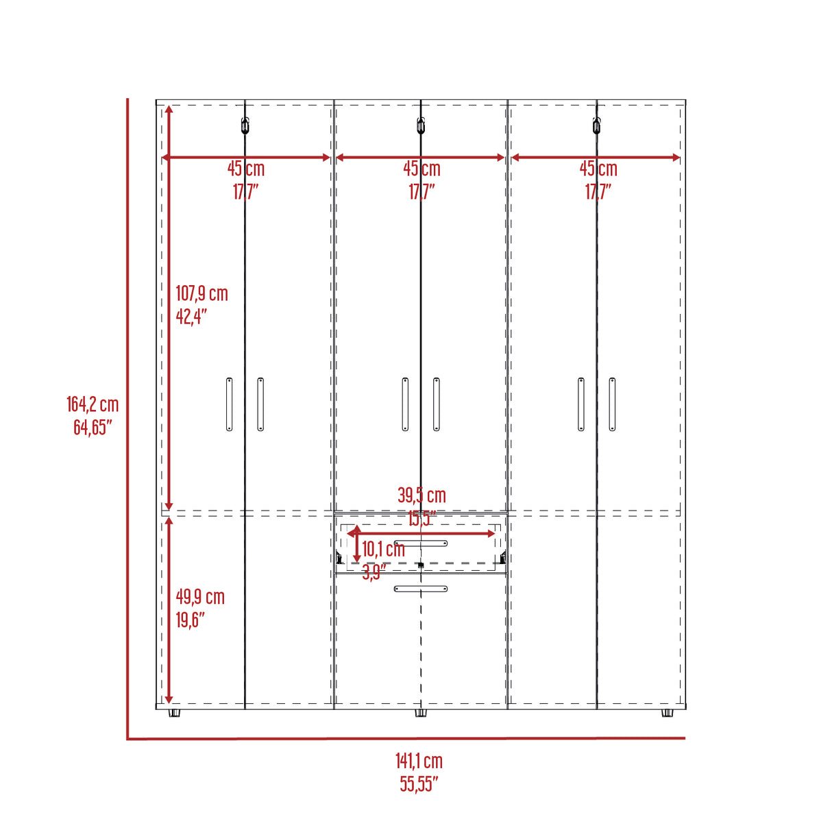 Combo Closet y Cómoda Mayer Fresno Europeo Y Blanco 141.1x164.2cm con Cuatro Cajones y con Cuatro Puertas - CLOSETS | Bylmo