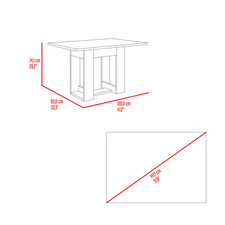 Comedor Volterra Roble Gris 120x74cm Rectangular de Cuatro Puestos sin Sillas - COMEDORES | Bylmo