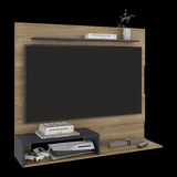 Panel de TV Beijing Fresno Europeo y Blanco 140x120cm Flotante para TV Hastas 55" Pulgadas con Dos Compartimientos y Ranuras para Cable - MUEBLES DE TV | Bylmo