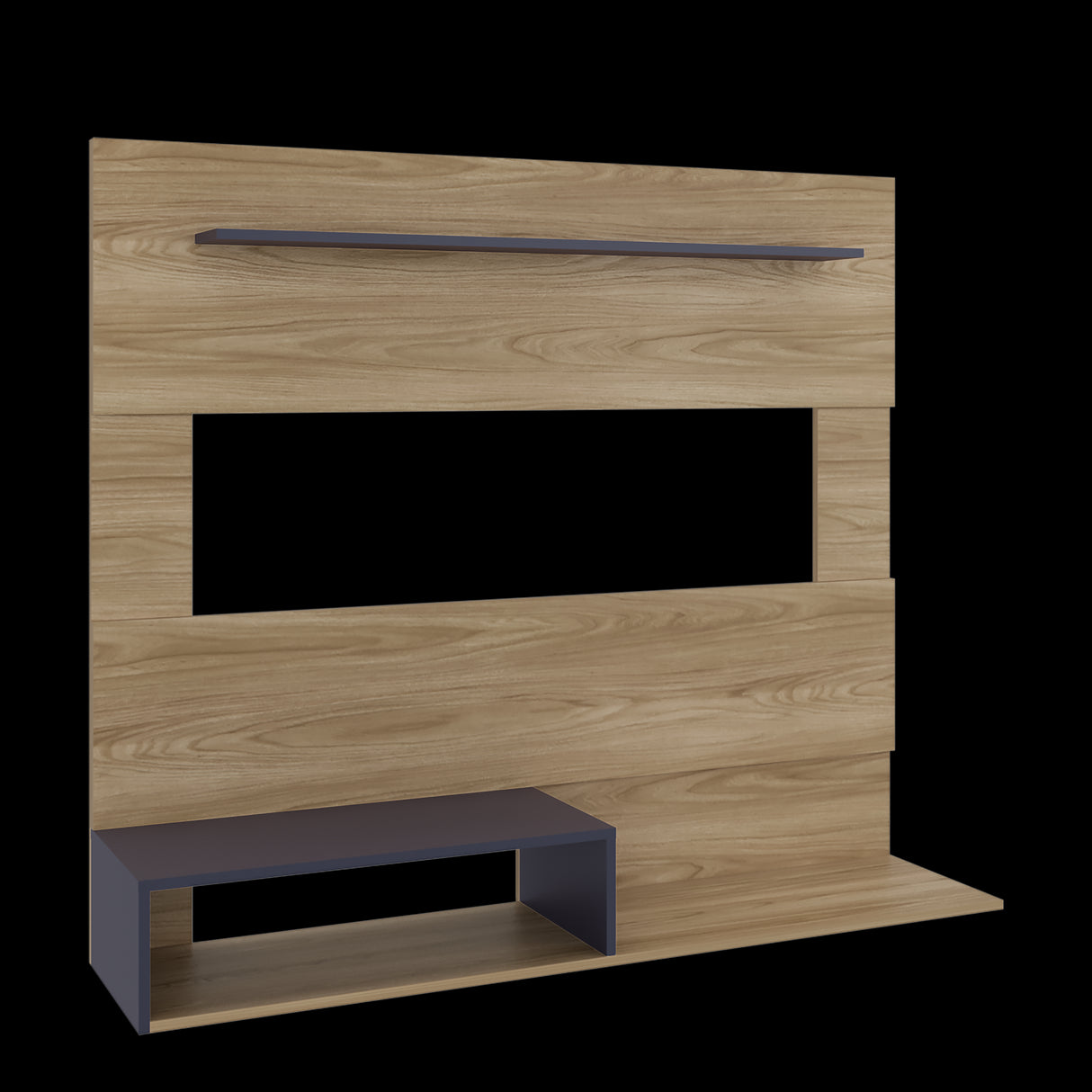 Panel de TV Beijing Fresno Europeo y Blanco 140x120cm Flotante para TV Hastas 55" Pulgadas con Dos Compartimientos y Ranuras para Cable - MUEBLES DE TV | Bylmo