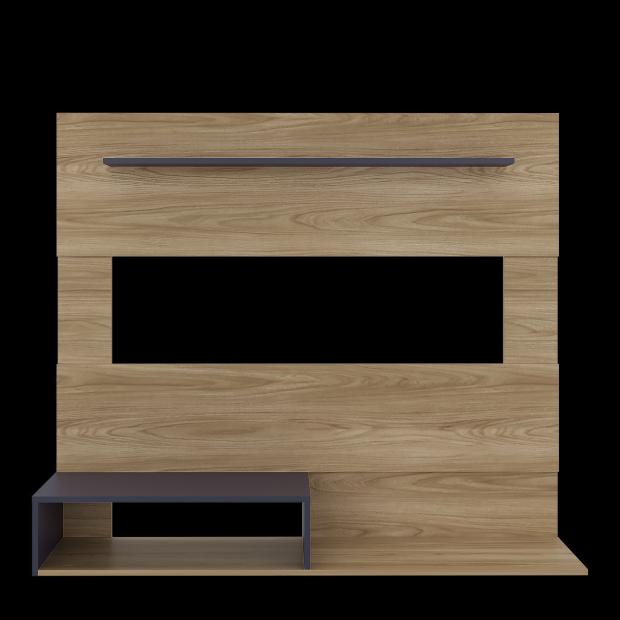 Panel de TV Beijing Fresno Europeo y Blanco 140x120cm Flotante para TV Hastas 55" Pulgadas con Dos Compartimientos y Ranuras para Cable - MUEBLES DE TV | Bylmo