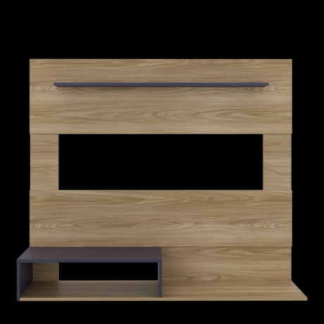 Panel de TV Beijing Fresno Europeo y Blanco 140x120cm Flotante para TV Hastas 55" Pulgadas con Dos Compartimientos y Ranuras para Cable - MUEBLES DE TV | Bylmo