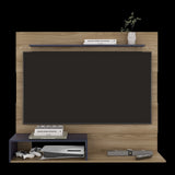 Panel de TV Beijing Fresno Europeo y Blanco 140x120cm Flotante para TV Hastas 55" Pulgadas con Dos Compartimientos y Ranuras para Cable - MUEBLES DE TV | Bylmo