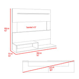 Panel de TV Beijing Fresno Europeo y Blanco 140x120cm Flotante para TV Hastas 55" Pulgadas con Dos Compartimientos y Ranuras para Cable - MUEBLES DE TV | Bylmo