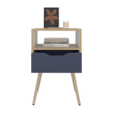 Mesa de Noche Otom Fresno Europeo y Blanco 40x63cm con Un Cajón y Dos Compártimientos - MESAS DE NOCHE | Bylmo