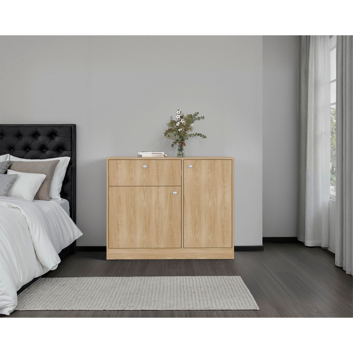 Cómoda Praga Fresno 100x80cm de Dos Hileras con Un Cajón - CAJONERAS Y COMODAS | Bylmo