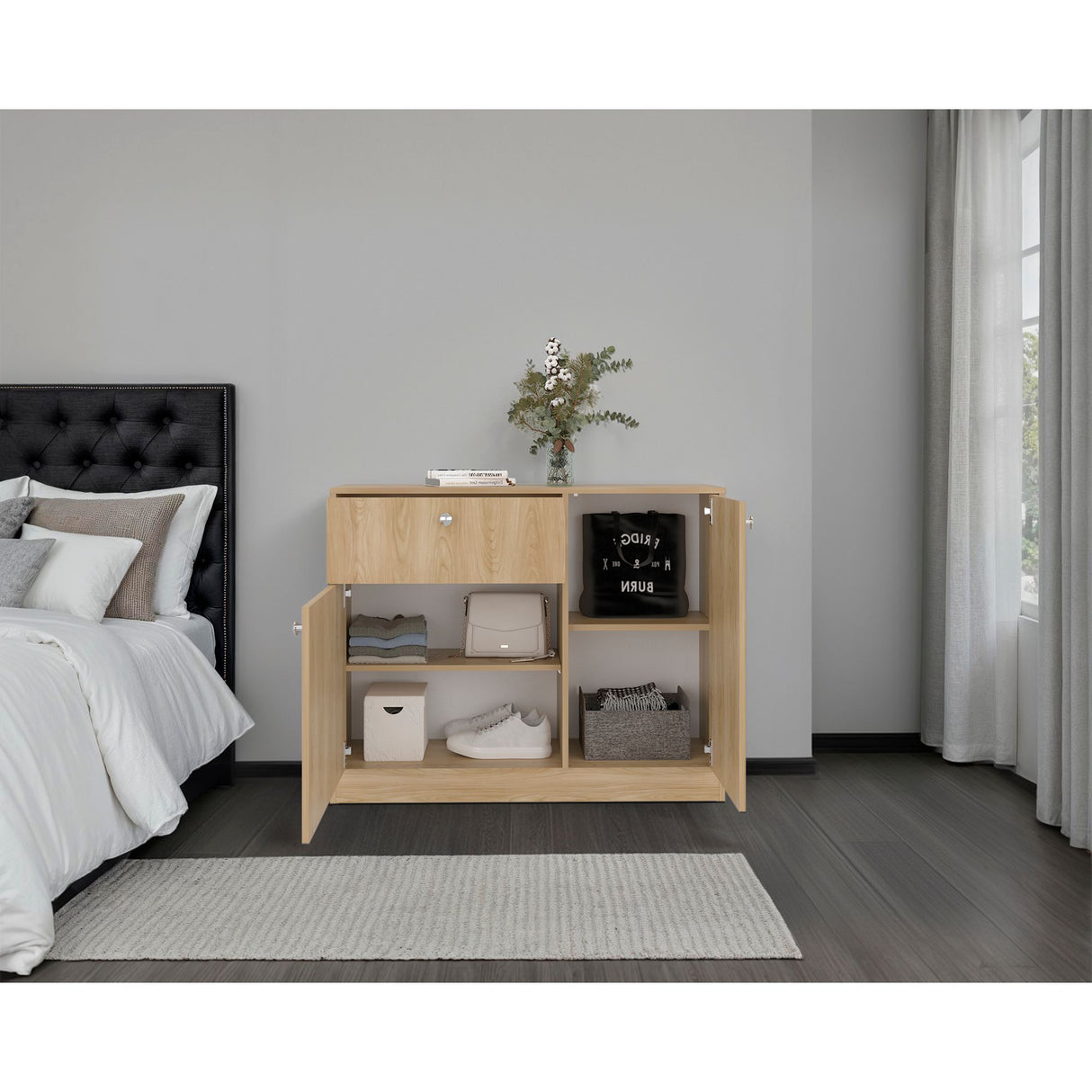 Cómoda Praga Fresno 100x80cm de Dos Hileras con Un Cajón - CAJONERAS Y COMODAS | Bylmo