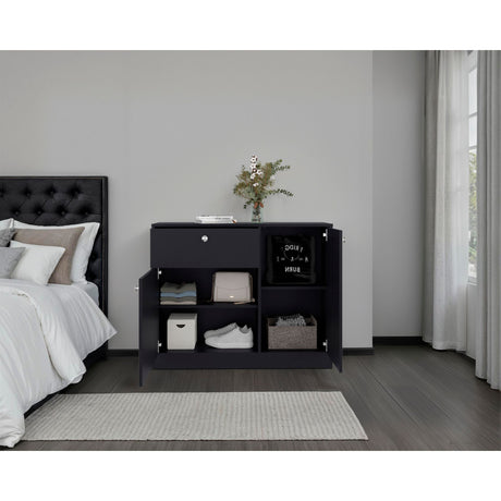 Cómoda Praga Wengue 100x80cm de Dos Hileras con Un Cajón - CAJONERAS Y COMODAS | Bylmo