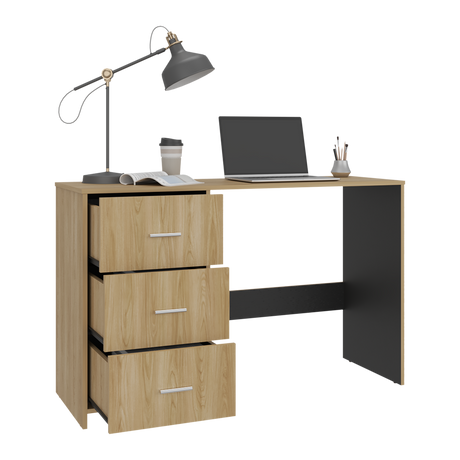 Escritorio Eco Wengue 120.8x76.2cm con Tres Cajones y con Archivador - ESCRITORIOS | Bylmo