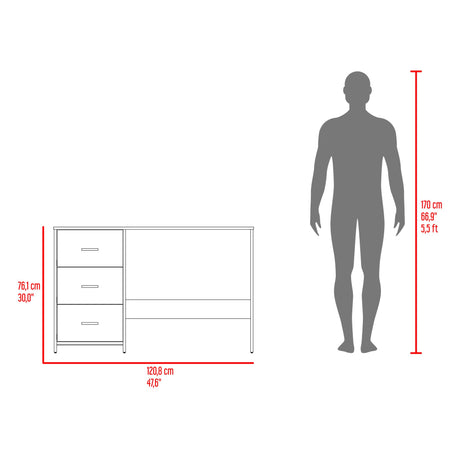 Escritorio Eco Wengue 120.8x76.2cm con Tres Cajones y con Archivador - ESCRITORIOS | Bylmo
