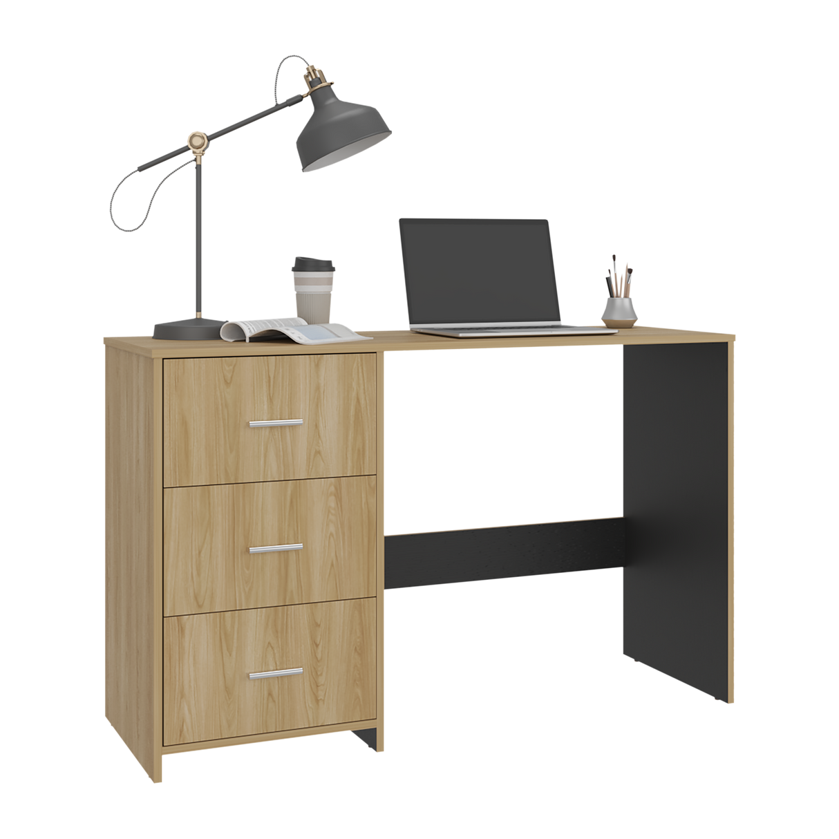 Escritorio Eco Wengue 120.8x76.2cm con Tres Cajones y con Archivador - ESCRITORIOS | Bylmo