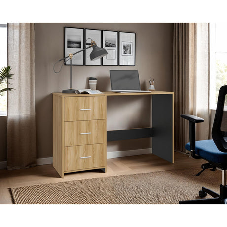 Escritorio Eco Wengue 120.8x76.2cm con Tres Cajones y con Archivador - ESCRITORIOS | Bylmo