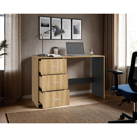 Escritorio Eco Wengue 120.8x76.2cm con Tres Cajones y con Archivador - ESCRITORIOS | Bylmo