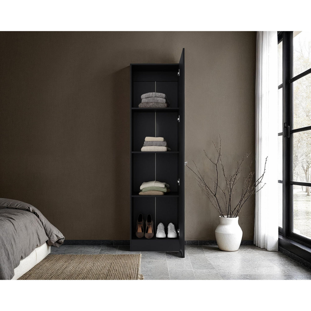 Closet Praga Wengue 49.1x180.8cm con Una Puerta y con Espejo - CLOSETS | Bylmo