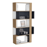 Biblioteca Beijing Fresno y Blanco 70.2x161.5cm Rectangular con Cinco Compartimientos - BIBLIOTECAS Y ESTANTERIAS | Bylmo