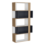 Biblioteca Beijing Fresno y Blanco 70.2x161.5cm Rectangular con Cinco Compartimientos - BIBLIOTECAS Y ESTANTERIAS | Bylmo