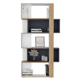 Biblioteca Beijing Fresno y Blanco 70.2x161.5cm Rectangular con Cinco Compartimientos - BIBLIOTECAS Y ESTANTERIAS | Bylmo