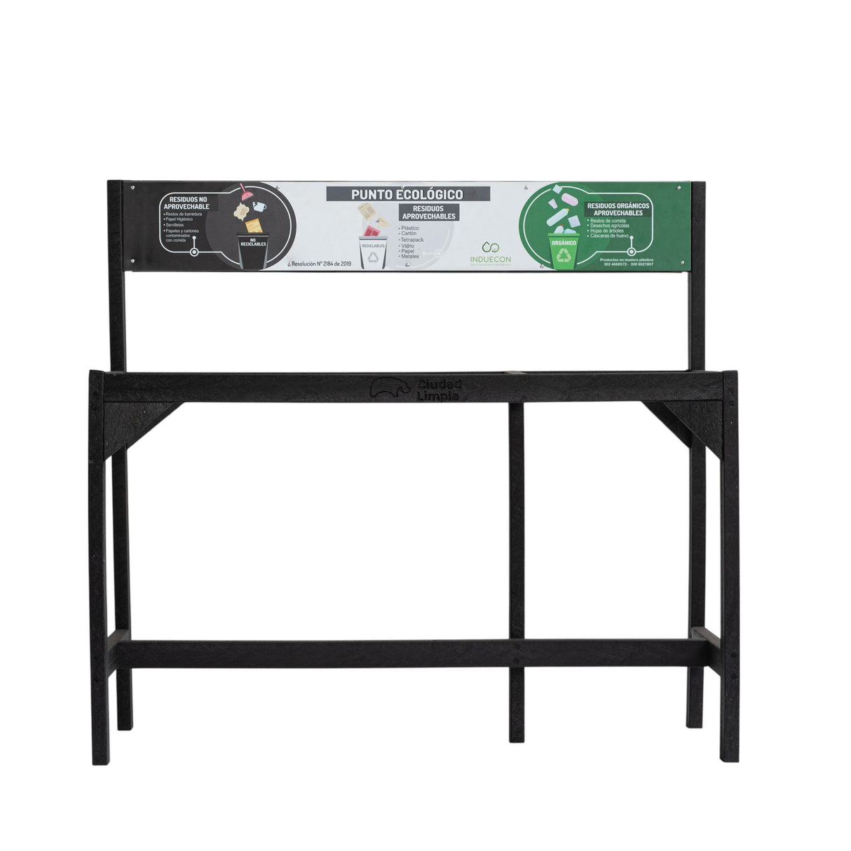 Punto Ecológico 90x92cm Multiusos de 36 Litros con Tres Canecas - BASUREROS Y PAPELERAS | Bylmo