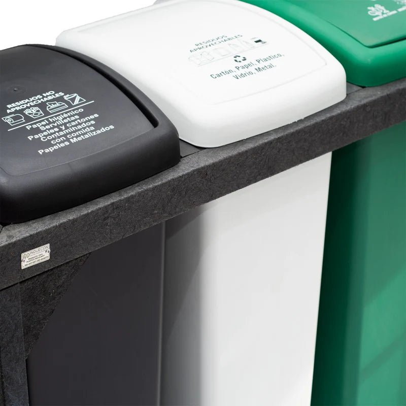 Punto Ecológico 95x107cm Multiusos de 55 Litros con Tres Canecas - BASUREROS Y PAPELERAS | Bylmo
